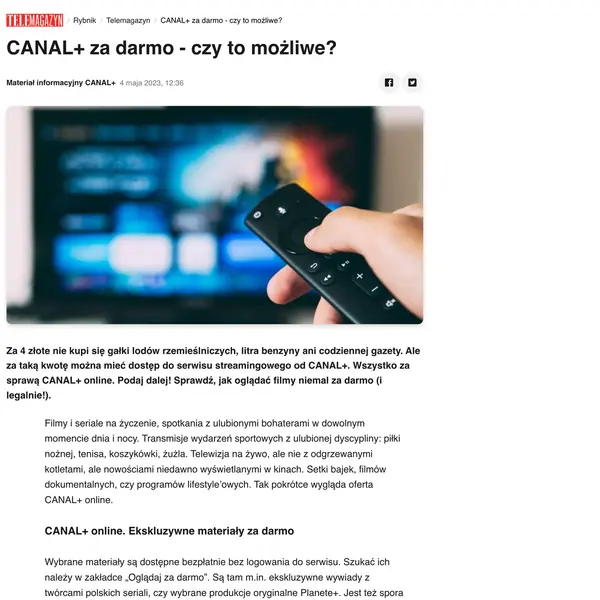 CANAL+ za darmo — czy to możliwe?