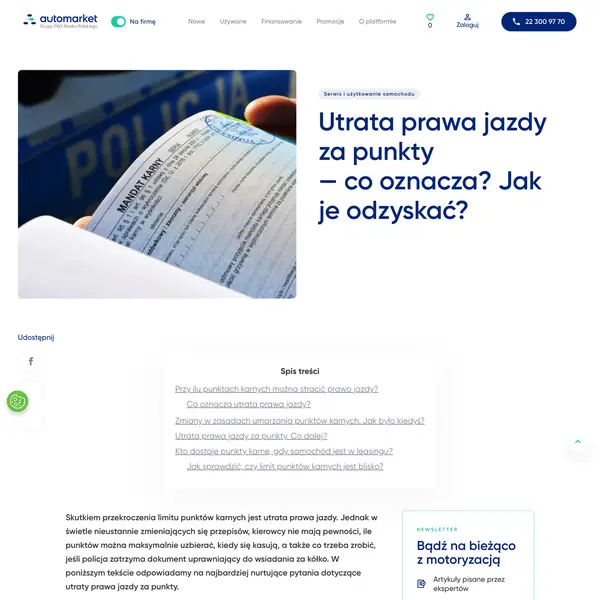 Utrata prawa jazdy za punkty