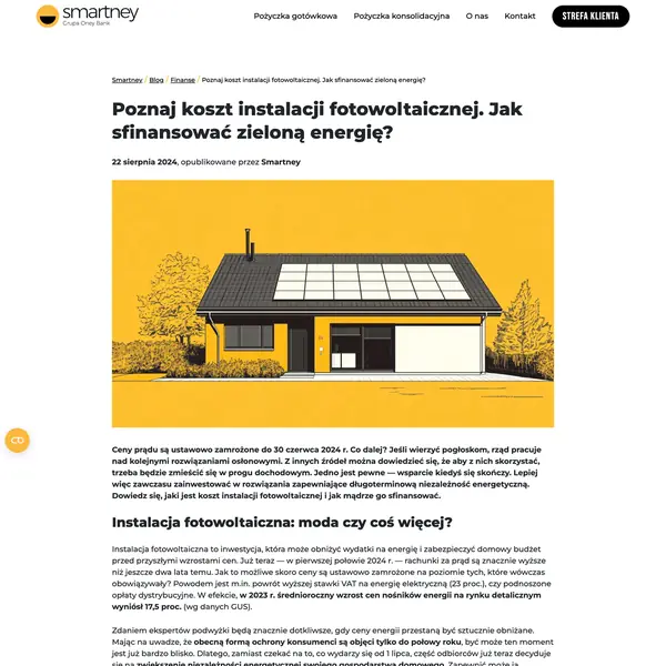 Koszty instalacji fotowoltaicznej