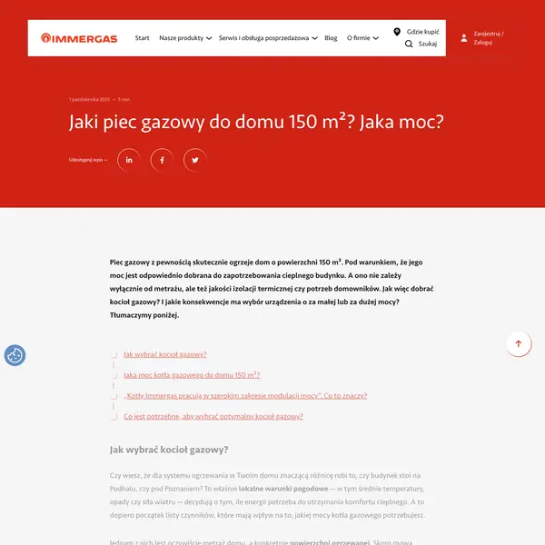 Jaki piec gazowy do domu 150m²?