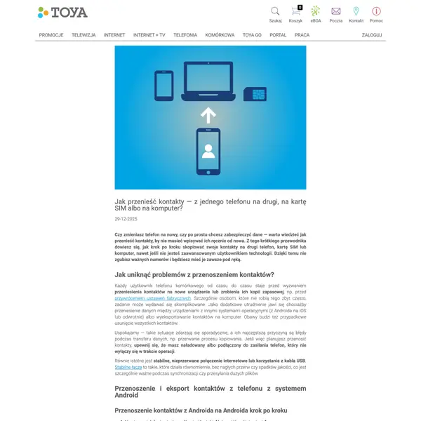 Przenoszenie kontaktów między telefonami